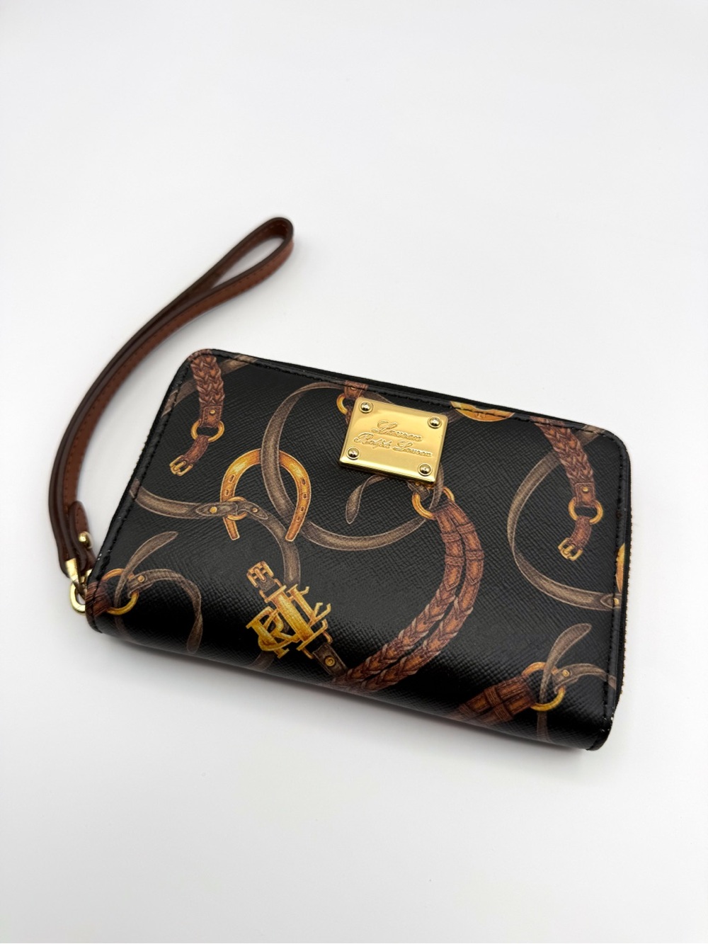 ⚜️LAUREN RALPH LAUREN⚜️ Black Signature Equestrian Print Wristlet Wallet - Picture 2 of 15